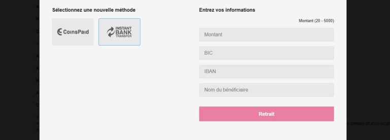 Evolve Casino moyens paiement retrait