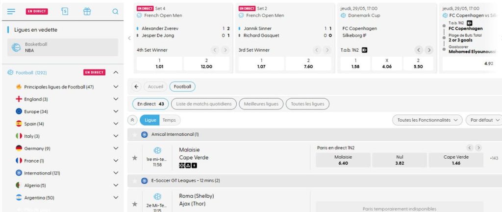 Evolve Casino paris sportifs Football